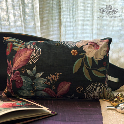 Midnight Foliage Long Cushion Cover