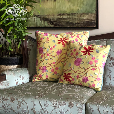 Embroidered Floral Blossom Cushion