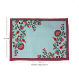 Floral Tranquil Blue Fabric Table mats (set of 2)