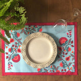 Floral Tranquil Blue Fabric Table mats (set of 2)