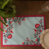 Floral Tranquil Blue Fabric Table mats (set of 2)