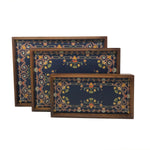 Intricate Inlay Wooden Tray Set