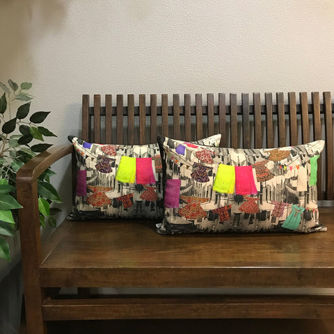 Clothesline Colourful Street Cushion Deal (Set of 2)