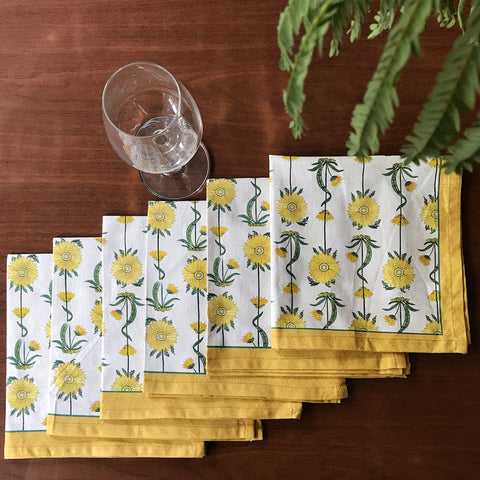 Sunny Blooms Cotton Fabric Table Napkins (Set Of 6)