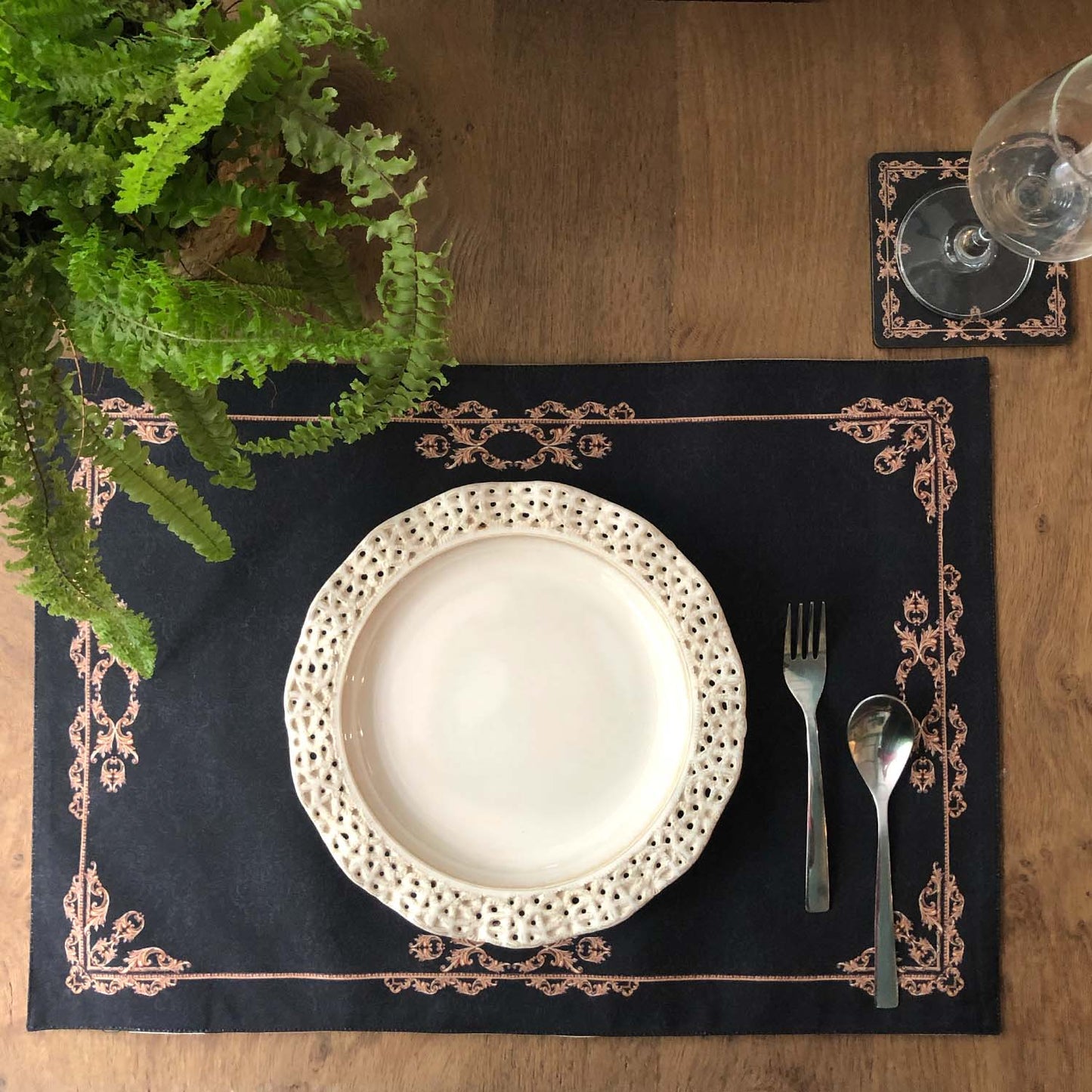 Slate Black Grunge Fabric Table mats (last set of 3)
