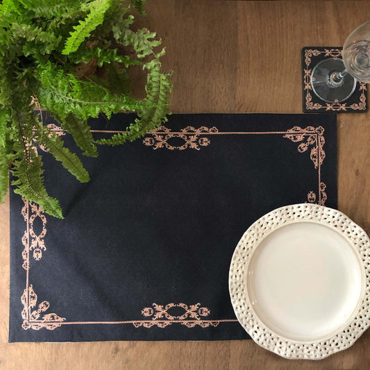 Slate Black Grunge Fabric Table mats (last set of 3)