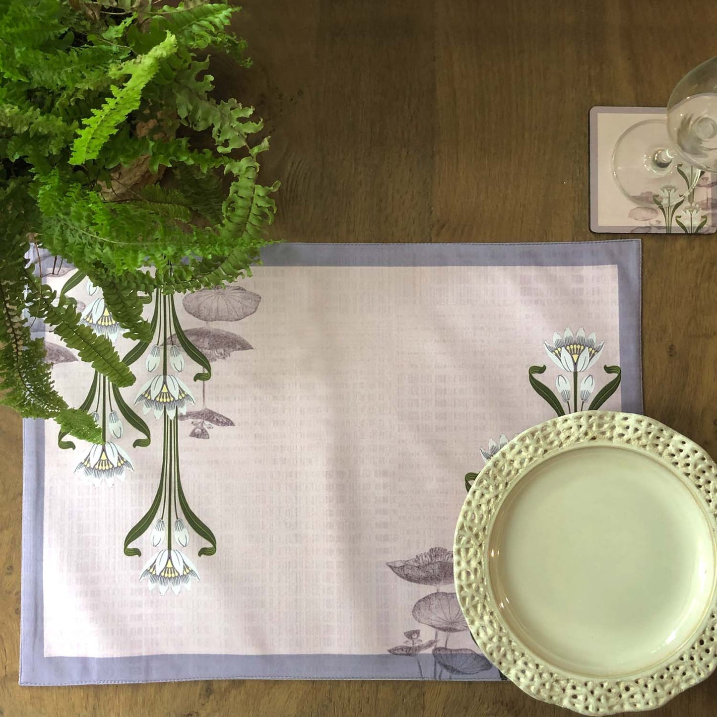 Art Nouveau Pink Fabric Table mats (1 set - 2 pcs in stock)