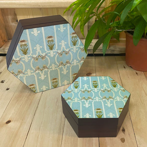 Art Nouveau Floral Hexagon Box
