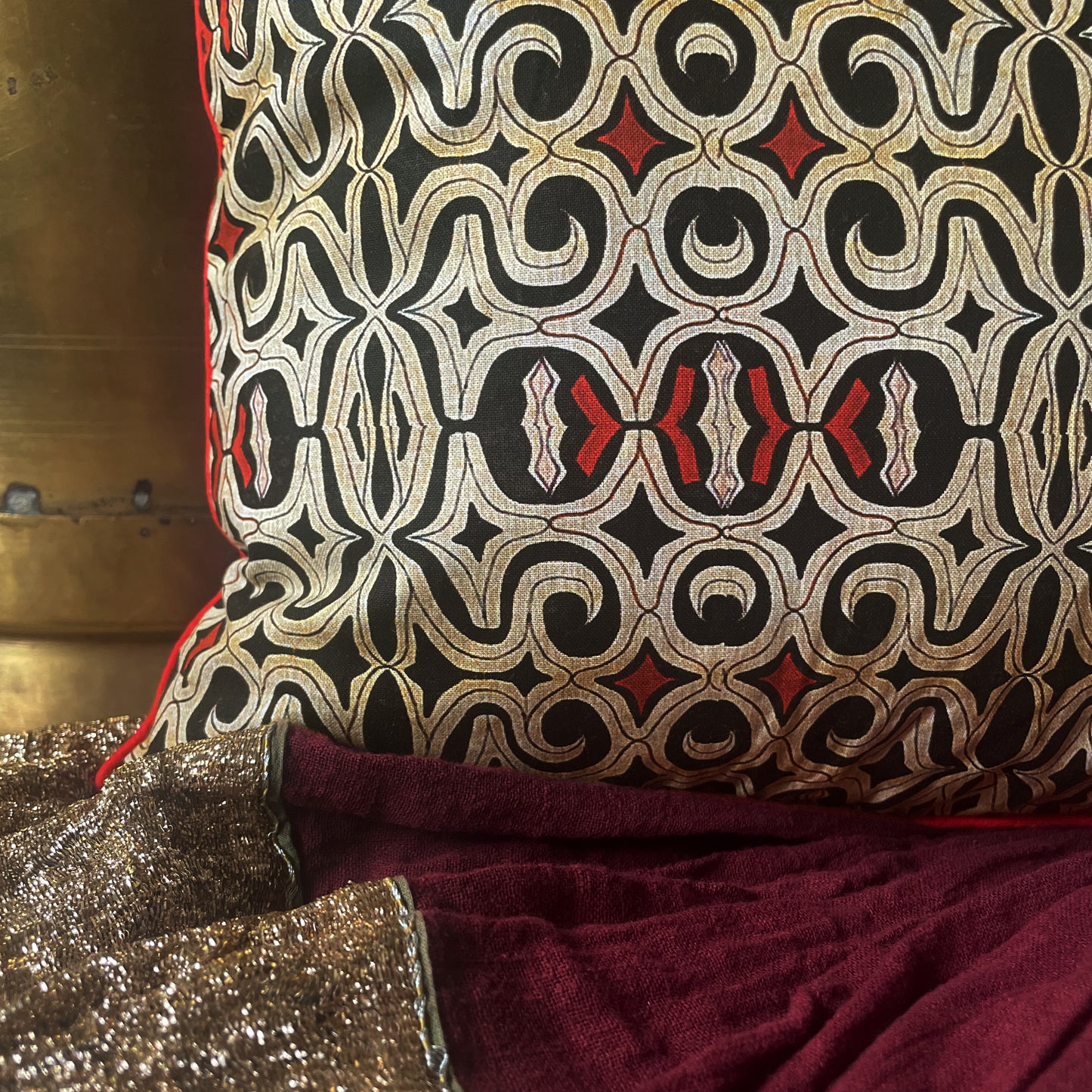 Geometric Jaal Cushion Cover