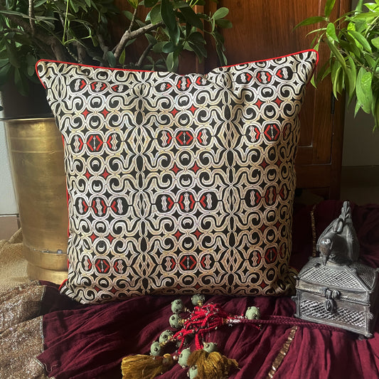 Geometric Jaal Cushion Cover