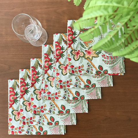 Summer Bahaar Chintz Set Of 6 Table Napkins