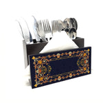Intricate Inlay Cutlery Stand with Tissue Paper Holder