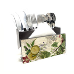 Vintage Floral Bunches Cutlery Stand with Tissue Paper Holder