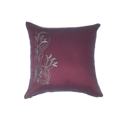 Organza Lotus Buta Embroidered Cushion Cover Small