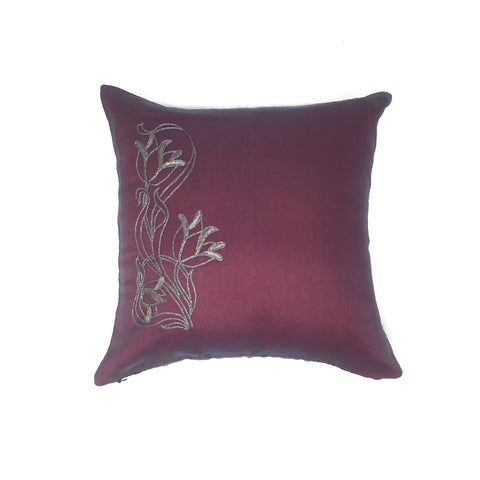 Organza Lotus Buta Embroidered Cushion