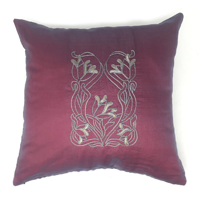 Organza Lotus Embroidered Cushion Cover