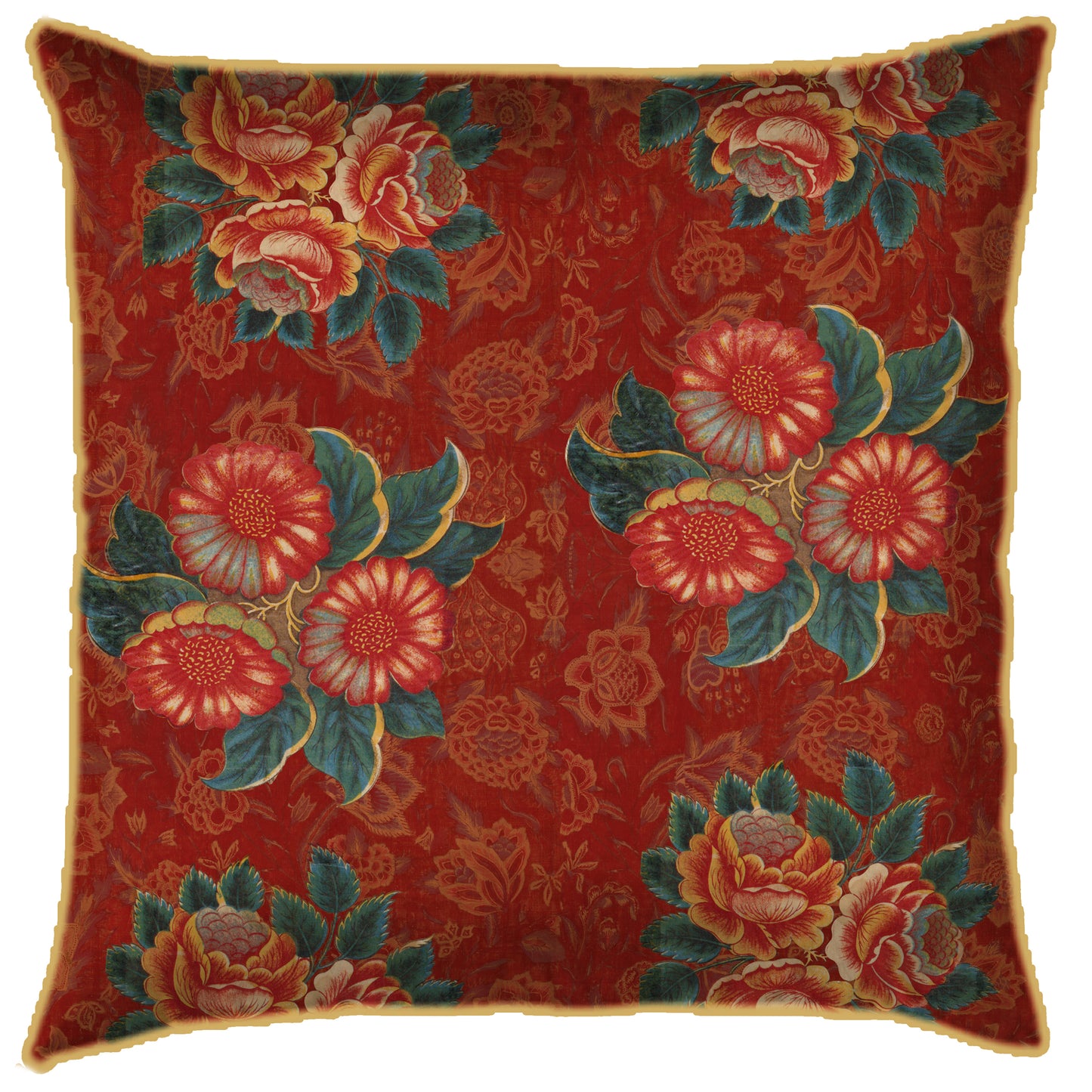 Maroon Floral Bunches Cushion Cover - last Piece
