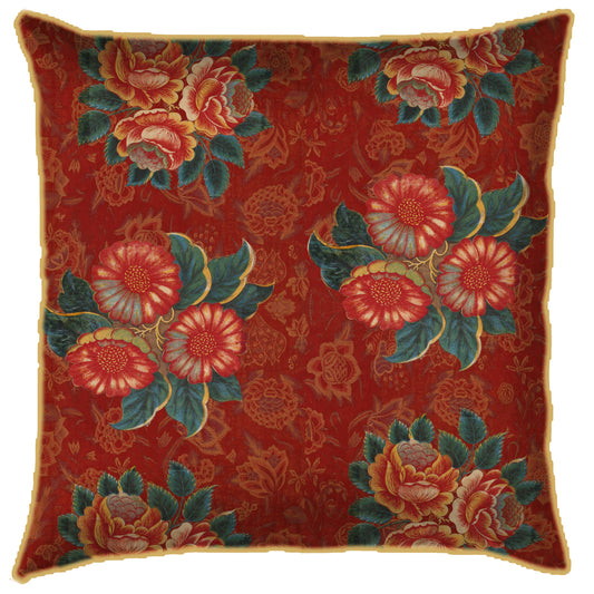 Maroon Floral Bunches Cushion Cover - last Piece