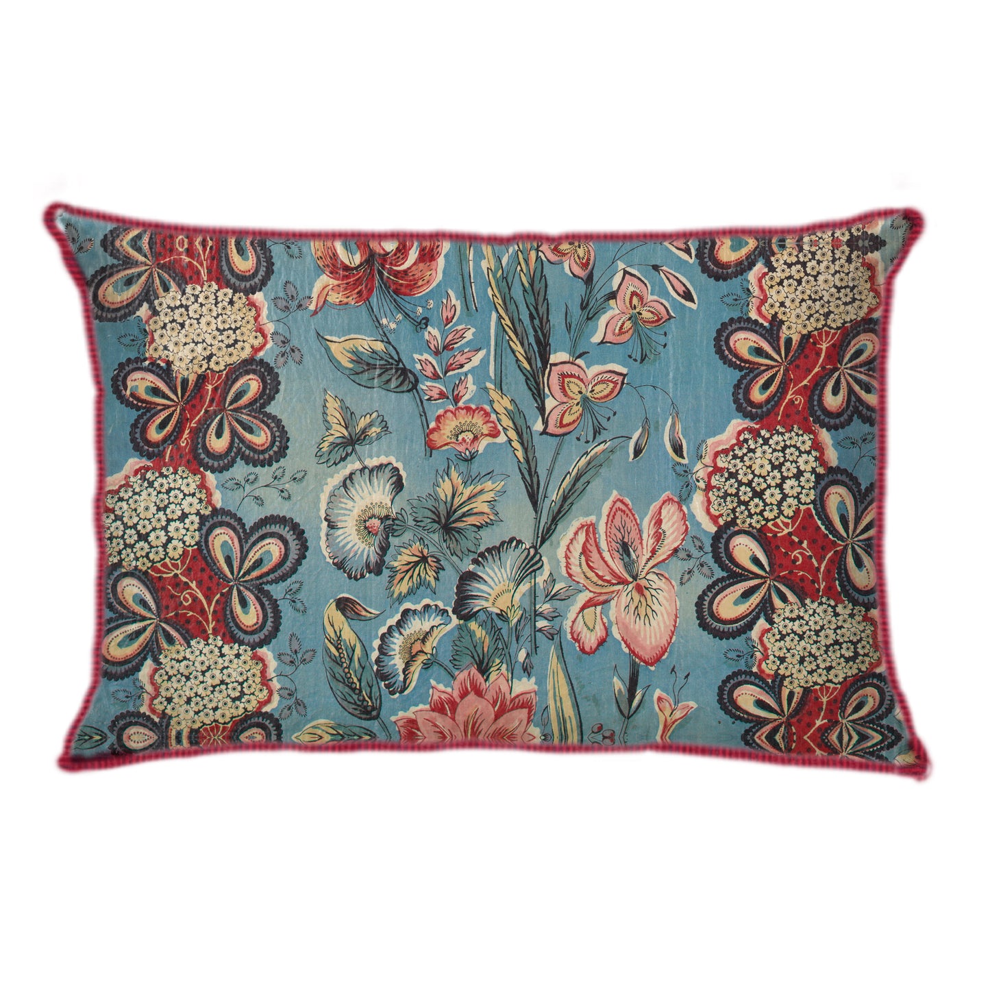 Blue Chintz Trellis Long Cushion Cover