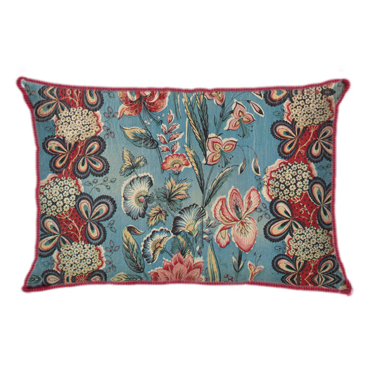 Blue Chintz Trellis Long Cushion Cover