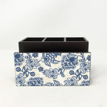 Blue Pottery Chintz Cutlery Stand with Tissue Paper Holder