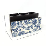 Blue Pottery Chintz Cutlery Stand with Tissue Paper Holder