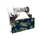 Forest Blues Cutlery Stand with Tissue Paper Holder