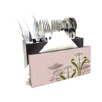 Pink Lotus Art Nouveau Cutlery Stand with Tissue Paper Holder