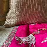 Textured Gold Embroidered Cushion