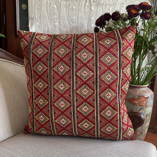 Embroidered Tribal Ikat Cushion Cover
