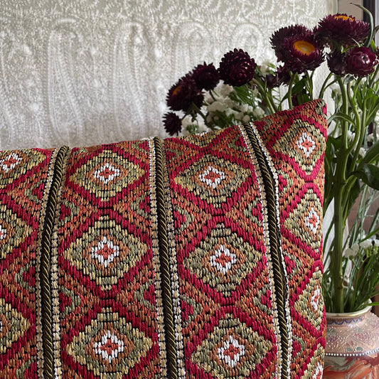 Embroidered Tribal Ikat Cushion Cover
