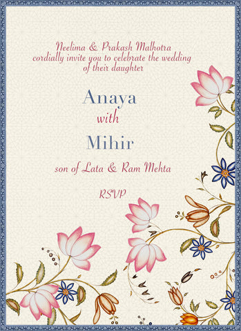 Lotus Chintz Wedding Card