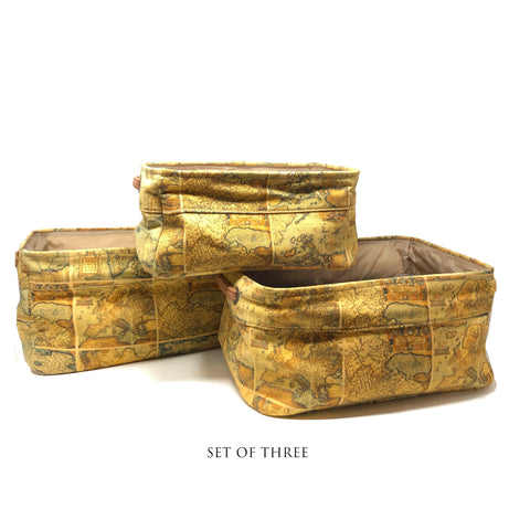 World Map Storage Basket Set of 3
