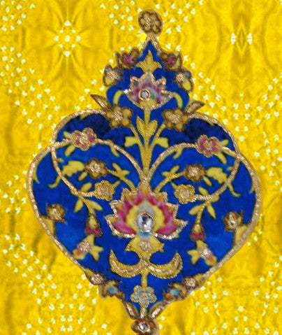Yellow Bandhani Embroidered Cushion Cover Small Last 2 Piece