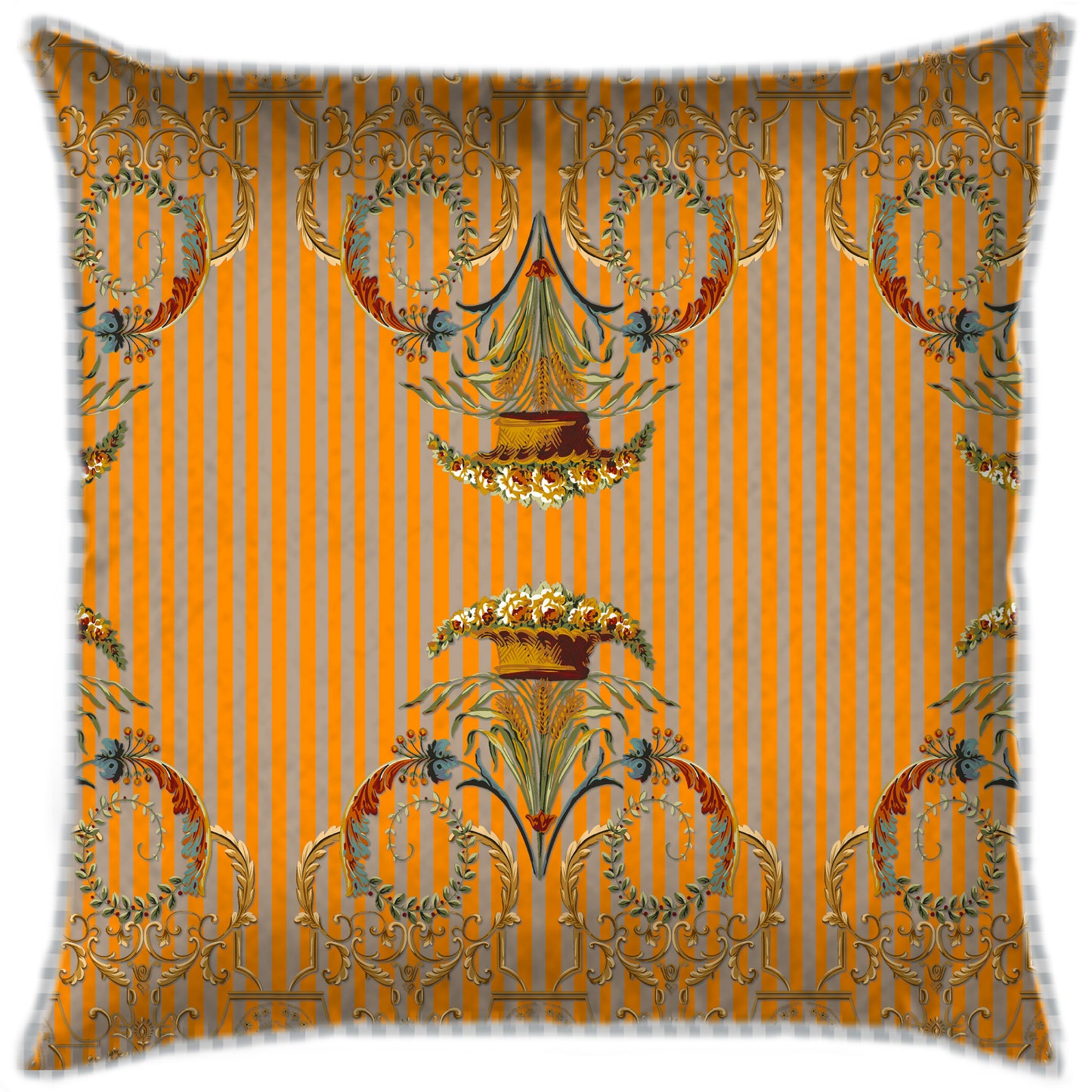 Ornate Victorian Flounce Coral Cushion Cover