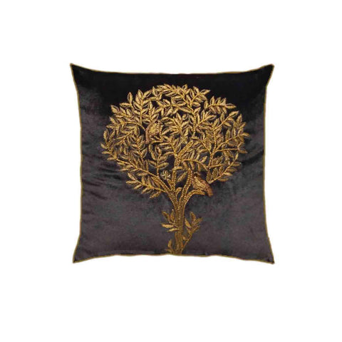 Oriental Bird Tree Embroidered Cushion